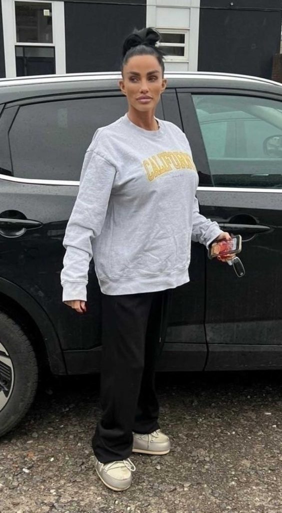 Katie Price in a Grey Sweatshirt