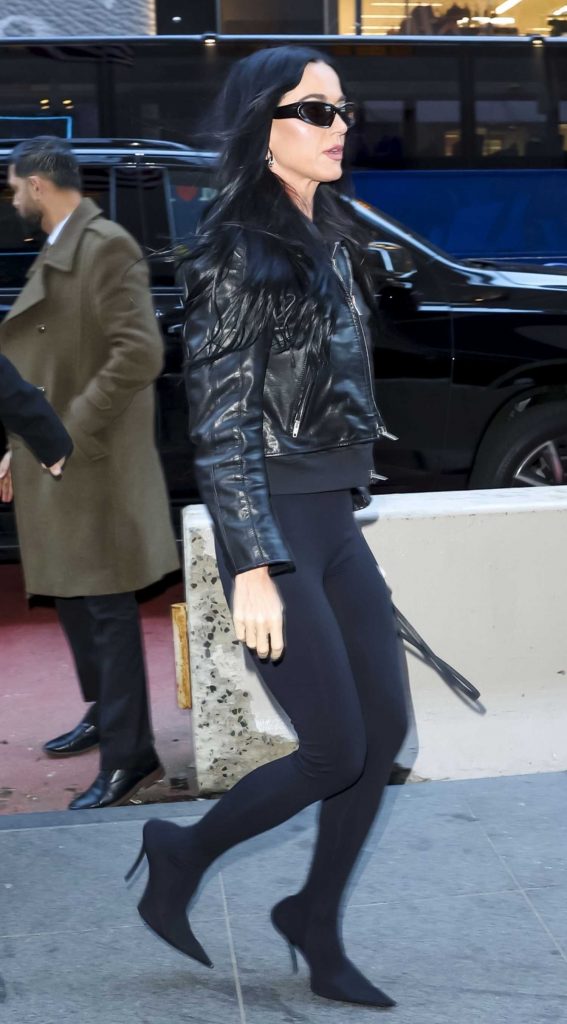 Katy Perry in a Black Leather Jacket