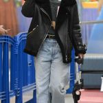 Keira Knightley in a Black Leather Jacket Arrives at JFK Airport in New York