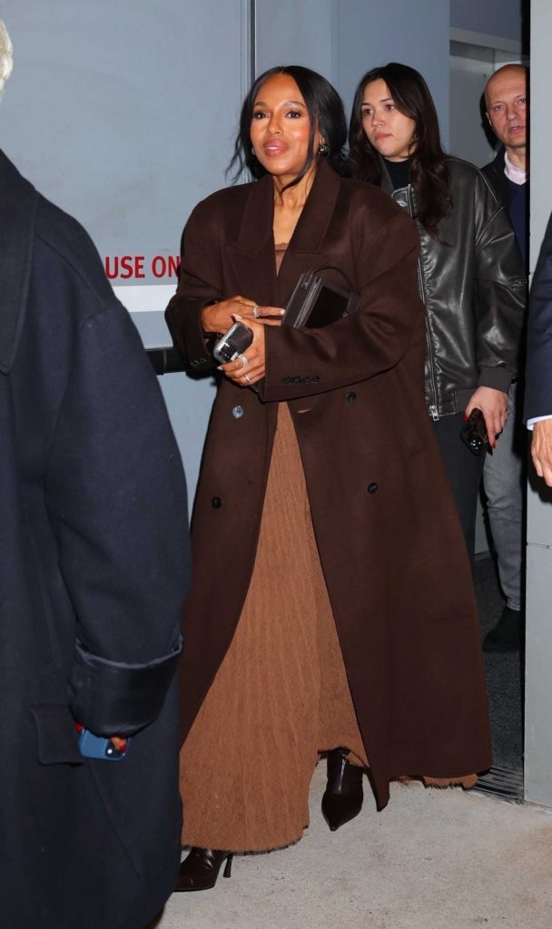 Kerry Washington in a Brown Coat