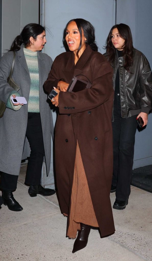 Kerry Washington in a Brown Coat