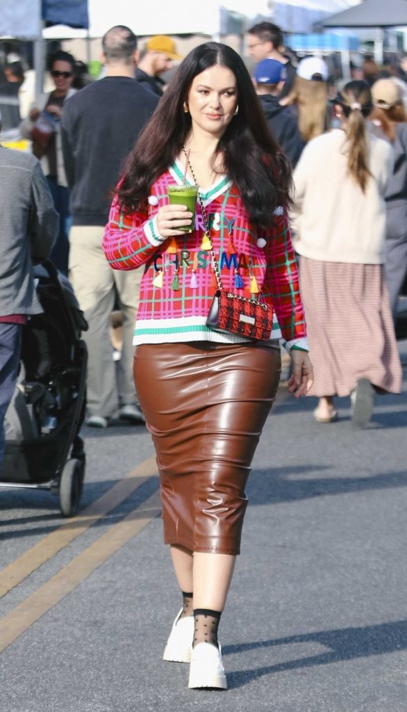 Natasha Blasick in a Brown Skirt