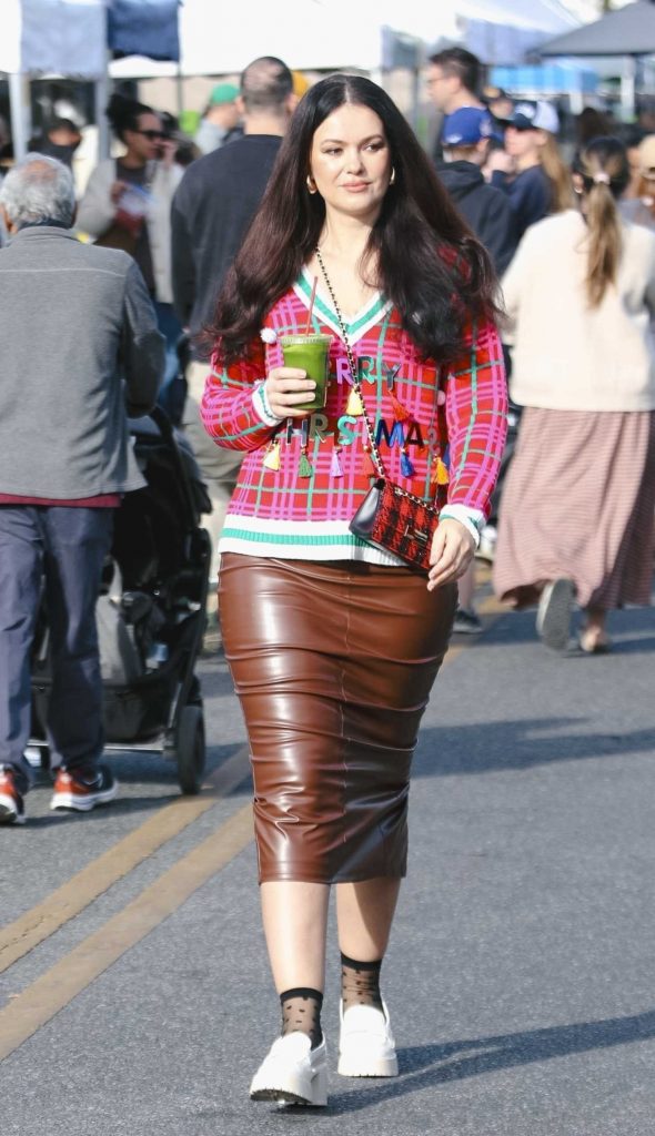 Natasha Blasick in a Brown Skirt