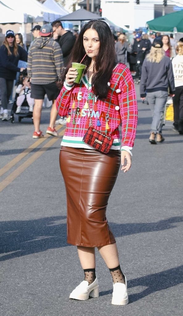 Natasha Blasick in a Brown Skirt