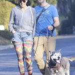 Sarah Silverman in a Grey Hoodie Walks Her Dogs with Rory Albanese in Los Angeles