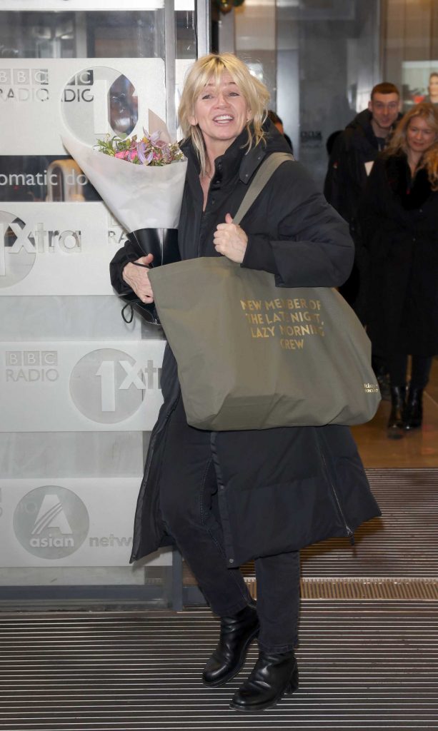 Zoe Ball in a Black Puffer Coat