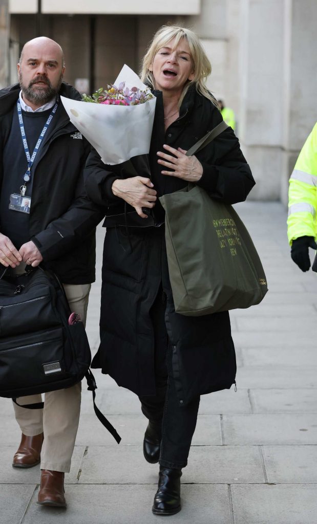 Zoe Ball in a Black Puffer Coat