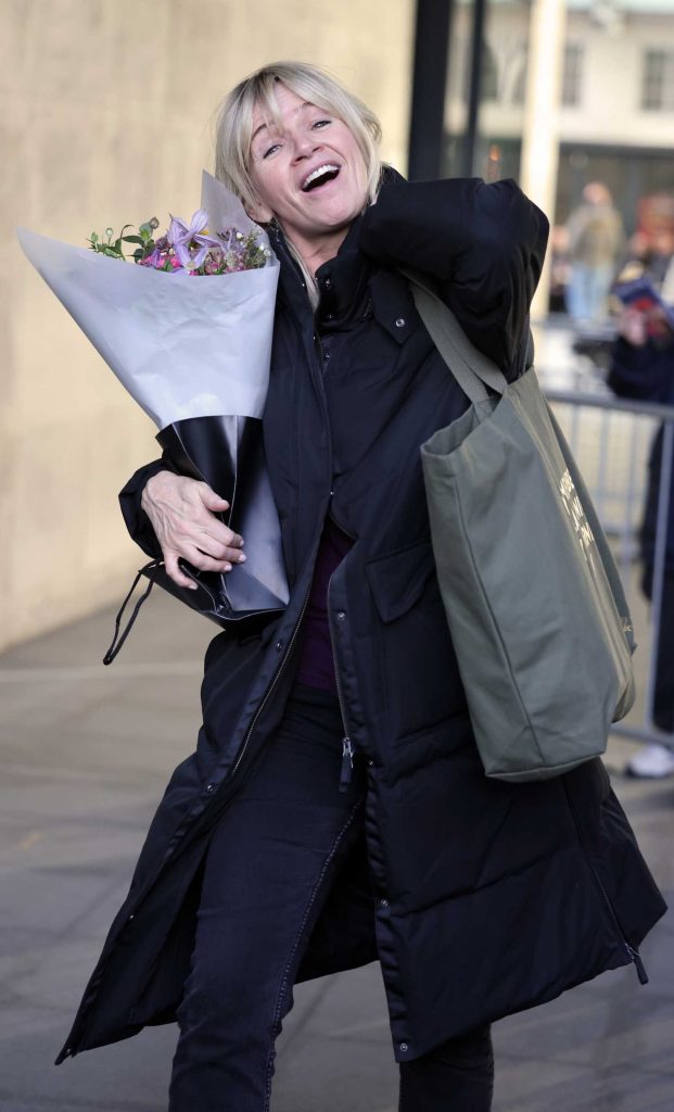 Zoe Ball in a Black Puffer Coat