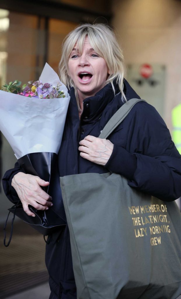 Zoe Ball in a Black Puffer Coat