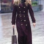 Amanda Holden in a Burgundy Coat Leaves the Heart Radio in London