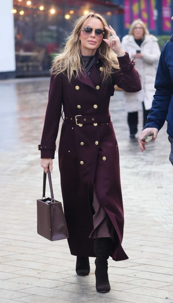 Amanda Holden in a Burgundy Coat