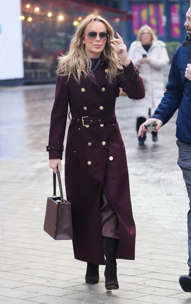 Amanda Holden in a Burgundy Coat