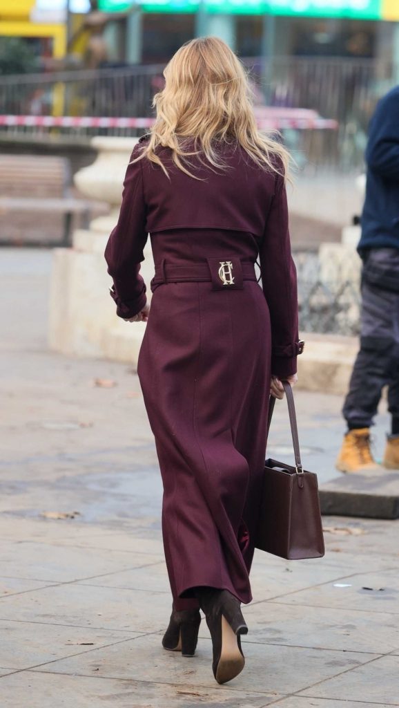 Amanda Holden in a Burgundy Coat