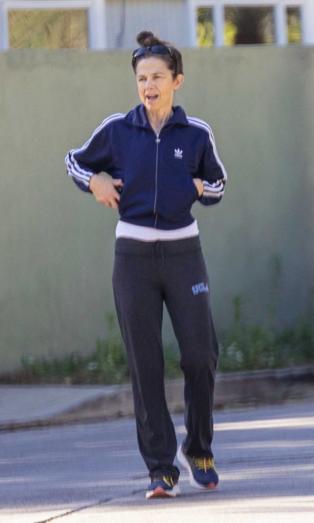 Justine Bateman in a Blue Adidas Track Jacket