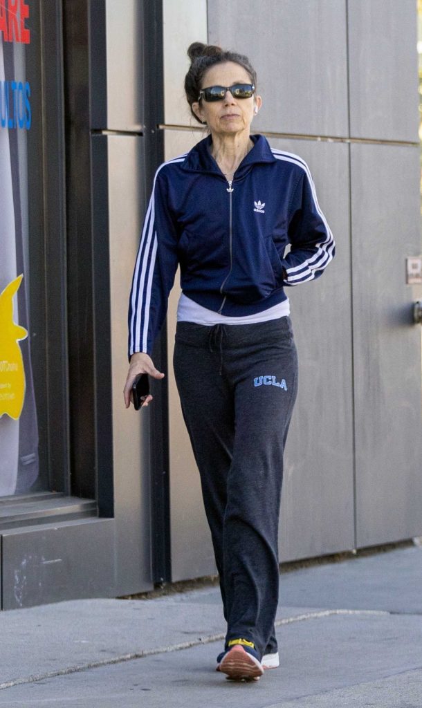 Justine Bateman in a Blue Adidas Track Jacket