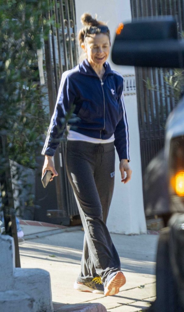 Justine Bateman in a Blue Adidas Track Jacket