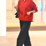 Kendall Jenner in a Red Long Sleeves Polo Was Seen Out in Los Angeles