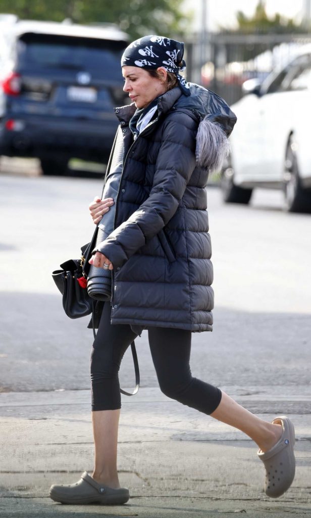 Lisa Rinna in a Black Puffer Jacket