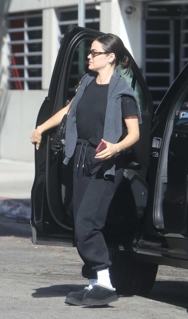 Lucy Hale in a Black Sweatpants