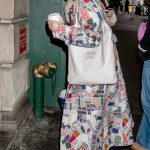 Zoey Deutch in a Patterned Coat Heading into Our Town Matinee in NY