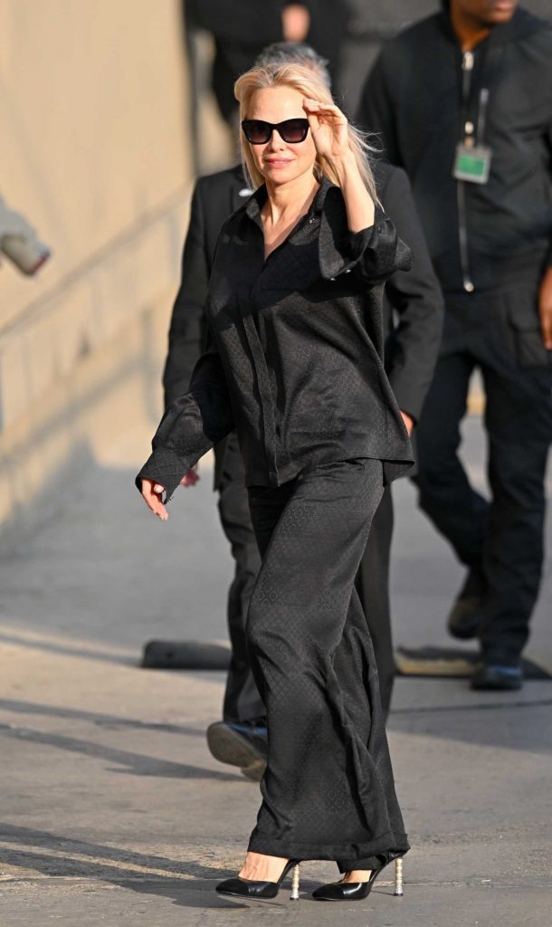 Pamela Anderson in a Black Pantsuit