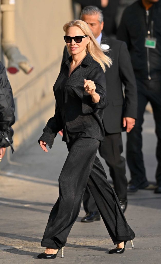 Pamela Anderson in a Black Pantsuit