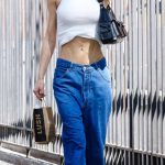 Amelia Hamlin in a White Tank Top Was Seen Out in Downtown in Manhattan in NYC