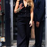 Blake Lively in a Black Pantsuit Leaves Another Simple Favor Promo Event in Chinatown in New York City