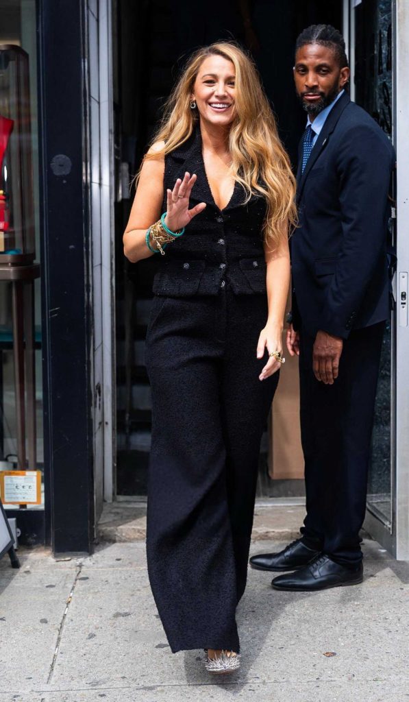 Blake Lively in a Black Pantsuit