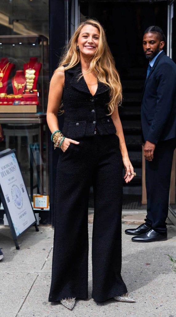 Blake Lively in a Black Pantsuit