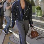 Eiza Gonzalez in a Black Leather Biker Jacket Was Seen Out in Paris