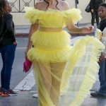 Natasha Blasick in a Yellow Dress Arrives at the Star Wars Andor Premiere in Hollywood