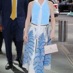 Anna Kendrick in a Blue Top Arrives to Her Hotel in New York City