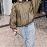 Ariana Greenblatt in a Tan Leather Jacket Leaves the Hotel Martinez in Cannes