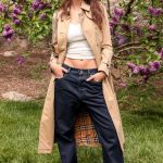 Emily Ratajkowski in a White Top Attends 2025 Burberry Spring Luncheon at the New York Botanical Garden in New York City