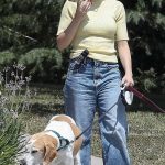 Joey King in a White Sneakers Walks Her Dogs in Los Feliz