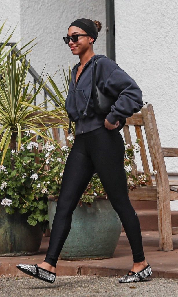 Lori Harvey in a Black Leggings