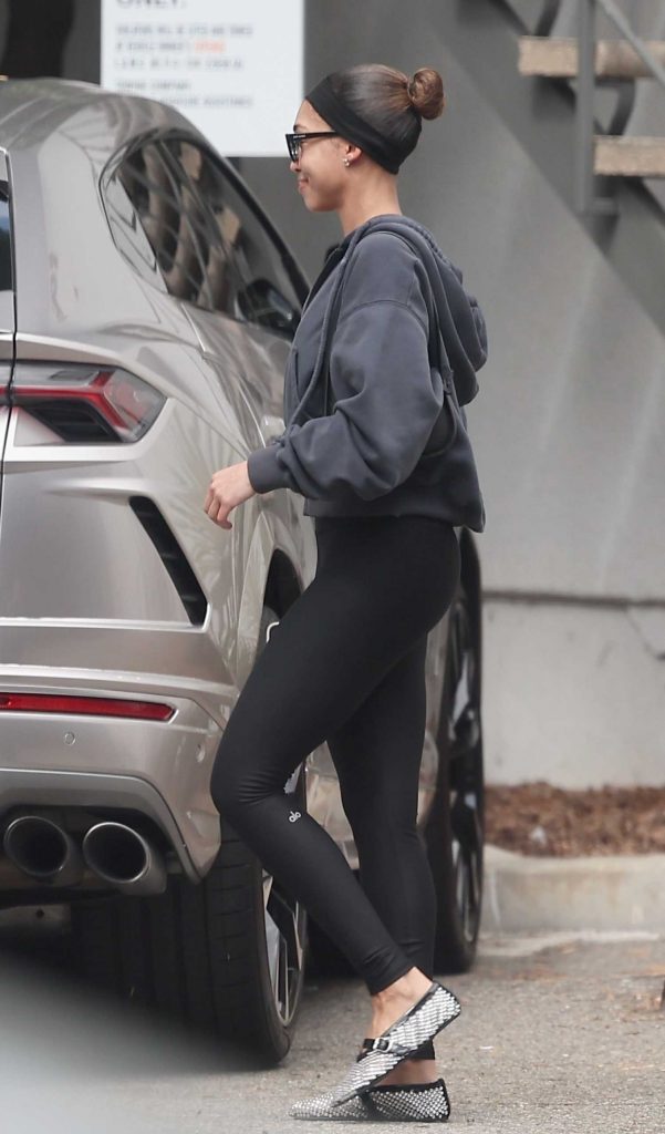 Lori Harvey in a Black Leggings