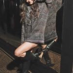 Nina Dobrev in a Black Knee-Length Boots Hosts Hanacure’s Launch of the New P7Pro Cream at Chez Margaux in New York