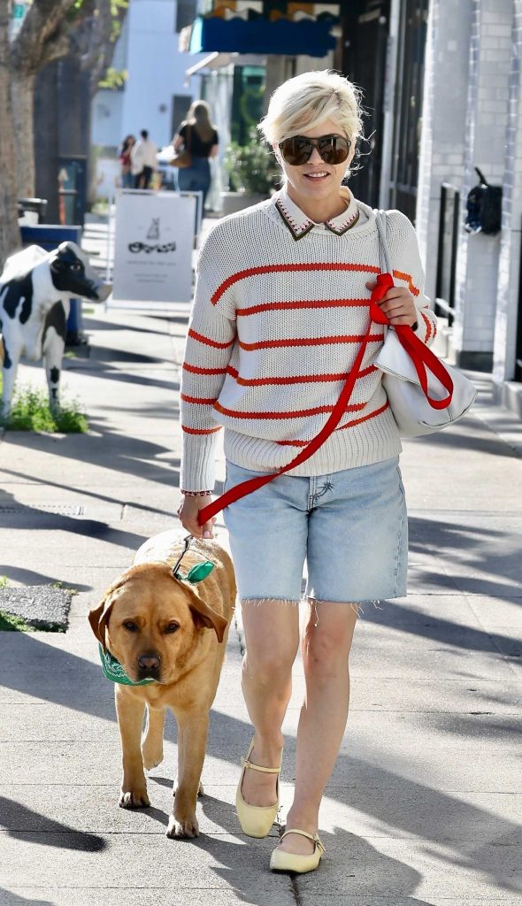 Selma Blair in a Blue Denim Shorts