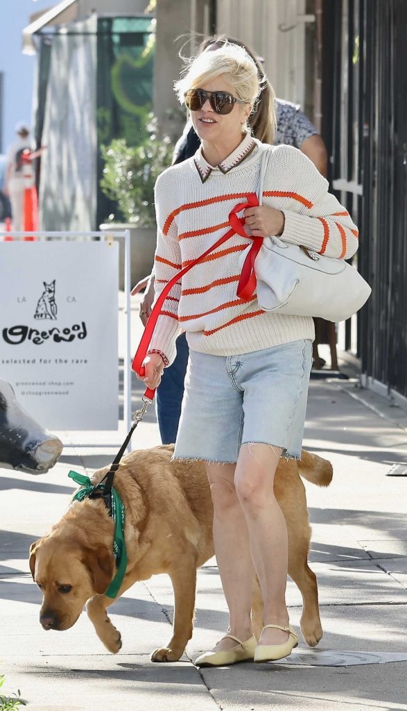 Selma Blair in a Blue Denim Shorts