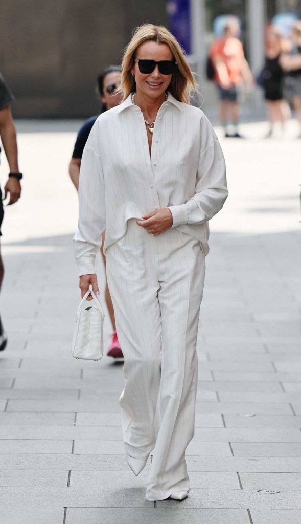Amanda Holden in a White Pantsuit