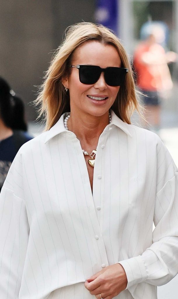 Amanda Holden in a White Pantsuit