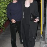 Elle Fanning in a Black Coat Enjoys a Date Night with Gus Wenner at Giorgio Baldi in Santa Monica