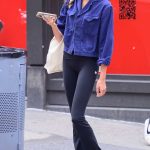 Kaia Gerber in a Blue Denim Jacket Was Seen on an Early Morning Stroll in New York City