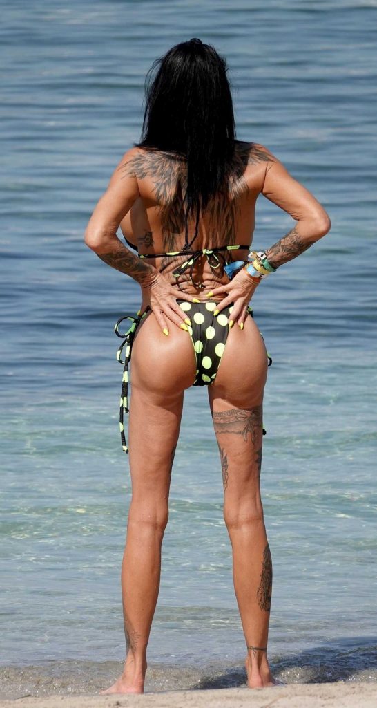 Katie Price in a Black Polka Dot Bikini