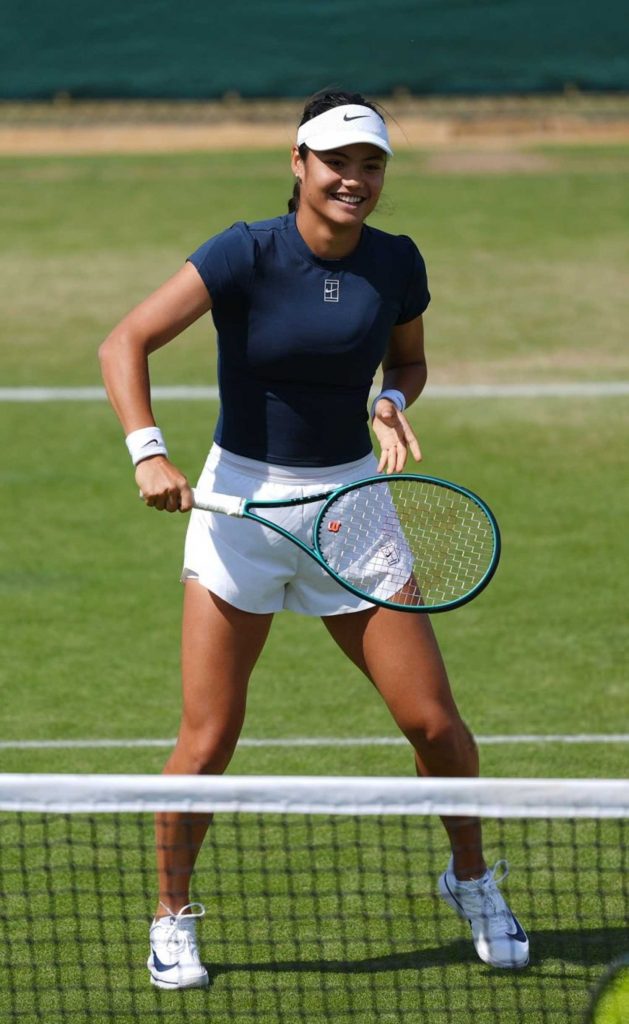 Emma Raducanu in a White Shorts