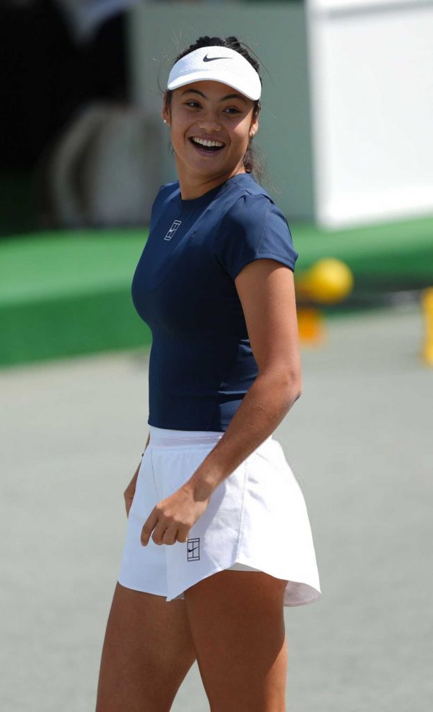 Emma Raducanu in a White Shorts