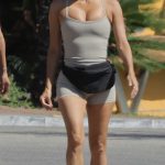Eva Longoria in a Beige Workout Ensemble Was Seen Out in Marbella