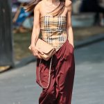 Myleene Klass in a Plaid Top Leaves the Smooth Radio Studios in London